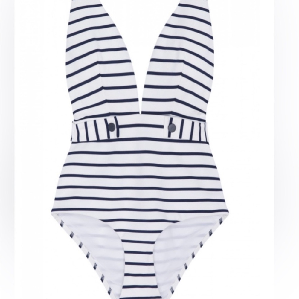 Striped One-Piece Swimsuit - Picture 2 of 11